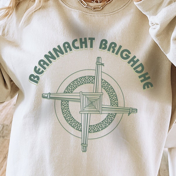 Beannacht Brighdhe Sweater, St Brigid Shirt, Brigid Cross Irish Candalmass, Imbolg Gaelic Irish Shirt, Modern Witch Gift, Pagan Goddess