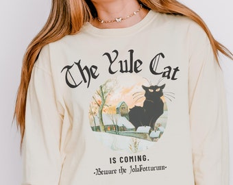Yule Cat Long Sleeve Shirt: Jolakotturinn Icelandic Christmas Folklore