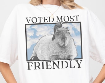 Capybara Comfort Colors Shirt Capybara Gift Voted Most Friendly Superlatives Best Friend Gift Animal Shirt Dreamcore Shirt Weirdcore