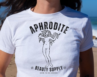 Tee-shirt bébé Aphrodite Y2K déesse grecque, chemise Aphrodite produits de beauté, chemise Light Academia mythologie grecque féministe Dark Academia Self Love