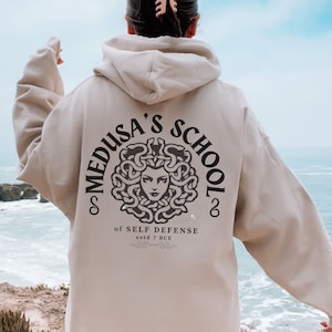 Medusa Hoodie Medusa School of Self-Defense Light Academia Greek Mythology Goddess Feminist Shirt Divine Feminine Gorgons