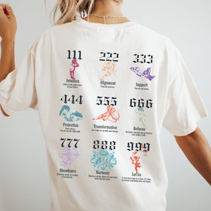 Angel Numbers Comfort Colors Shirt: Vintage Cherub Aura, Spiritual Gift ...