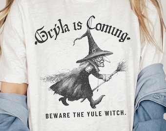 Koszulka Gryla Yule Witch: Islandzka koszulka świąteczna z folklorem