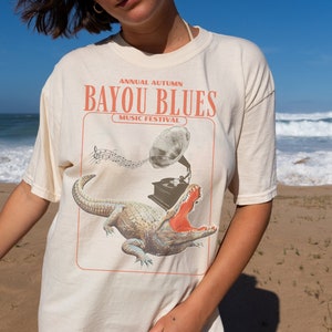 Alligator Shirt Comfort Colors Bayou Blues Retro Music Fest Swamp Shirt Oddly Specific Gator Shirt Cajun Louisiana Gulf Shirt