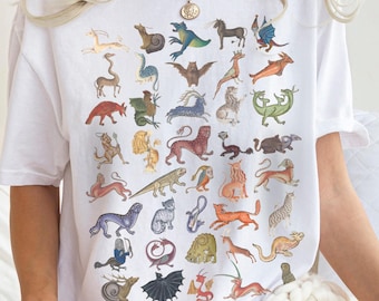 Comfort Colors Medieval Bestiary Shirt: Illuminated Manuscript Creatures