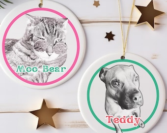 Décoration photo personnalisée pour animal de compagnie : cadeau commémoratif de Noël personnalisé, chien, chat