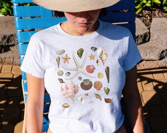 Chemise coquillage t-shirt bébé année 2000 recadrée fille noix de coco écologie océan inspiré sirène vêtements, cadeau pour sa fille Beachy Light Academia granola