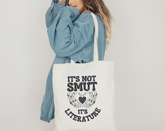 It's Not Smut Literature Canvas Tote Bag, Retro Reader Gift