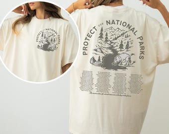 National Parks Shirt Comfort Colors US National Park Gifts Camping Gift Nature Lover Mountain Hiking Shirt 63 Parks List Park Rangers Wolf