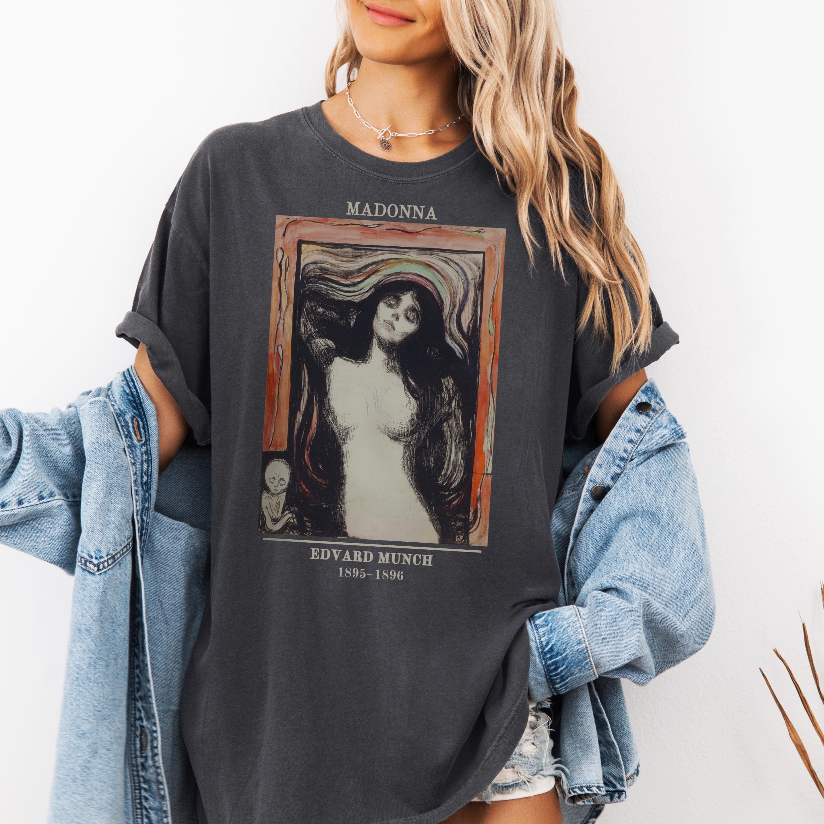 未着用品　エドヴァルド・ムンク　マドンナ　Tシャツ サイズＬ　怖い絵展　ムンク エドヴァルド・ムンク マドンナ シャツ - 快適な色彩のアート史Tシャツ