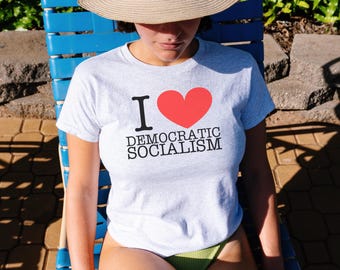 I Love Democratic Socialism Shirt: 90s Cropped Baby Tee Progressive Go Vote