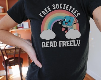 Read Banned Books Cropped Tee: Rainbow Book Lover Shirt