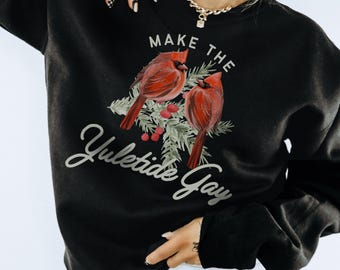 Queer Christmas Cardinals Sweatshirt: Make the Yuletide Gay LGBTQIA+ Happy Holigays