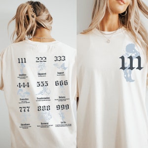 Angel Numbers Comfort Colors Shirt: Vintage Cherub Oversized Tee