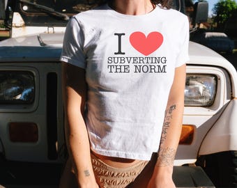 I Love Subverting the Norn Shirt: 90s Cropped Baby Tee