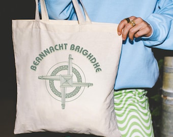 St Brigid Cross Tote Bag: Irish Candalmass Imbolg Market Bag