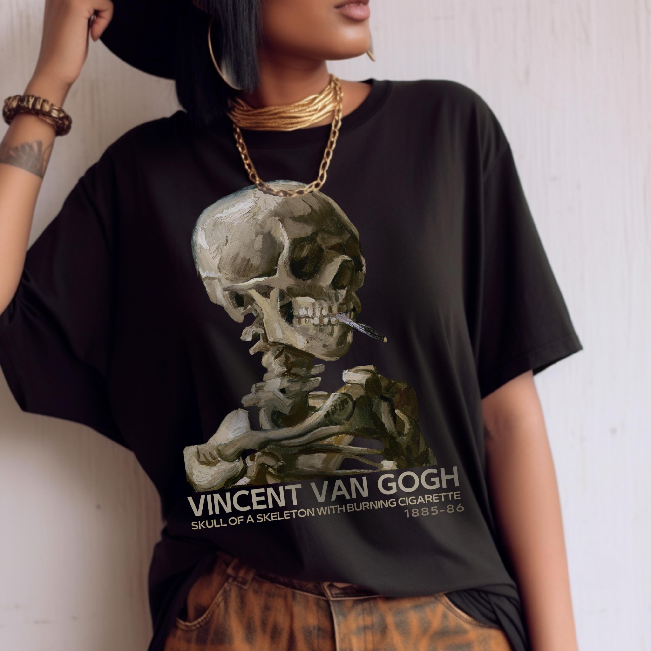 ヴァン・ゴッホのスカル・コンフォートカラーTシャツ：ダーク