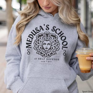 Medusa Hoodie Greek Mythology Gorgon Medusa School For Self-Defense Light Academia Greek Goddess Feminist Shirt Divine Feminine Gorgonss