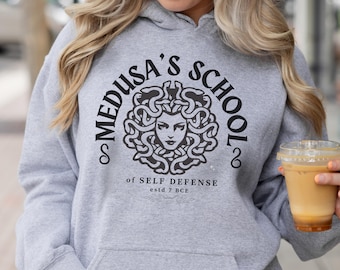 Medusa Hoodie Grekisk mytologi Gorgon Medusa Skola för självförsvar Light Academia Grekisk gudinna Feministisk tröja Gudomlig Feminin Gorgonss