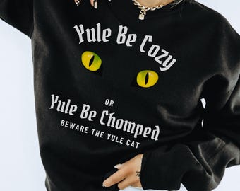 Funny Yule Cat Sweatshirt: Icelandic Folklore Christmas Shirt, Jolakotturinn, Krampus Cat