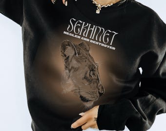 Sekhmet Goddess Sweatshirt: Unisex Sweater Egyptian Goddess Lioness Healer and Destroyer