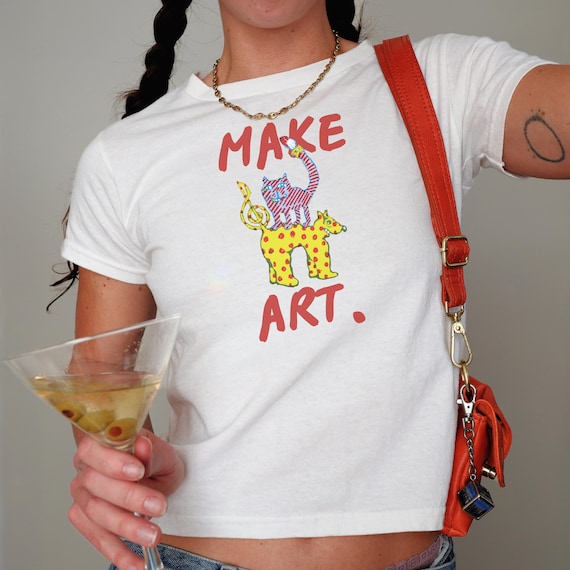 Make Art Shirt: 90s Cropped Tee Keep Art Human Shirt Clowncore Art Teacher Shirt