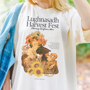 Lughnasadh Comfort kleuren shirt, graanoogstfestival wiel van het jaar, Lammas uniseks Wicca Pagan T-shirt heks cadeau Keltische druïde cadeau