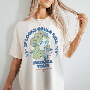 Medusa Shirt, Comfort Colors Medusa Tour Snake Shirt Feminist If Looks Could Kill Light Academia Greek Mythology Goddess Feminist Gorgons