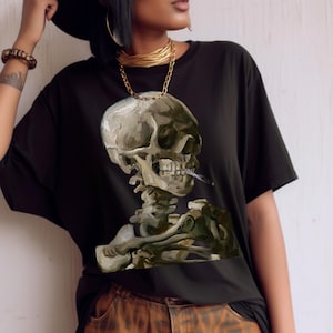 ヴァン・ゴッホのスカル・コンフォートカラーTシャツ：ダーク