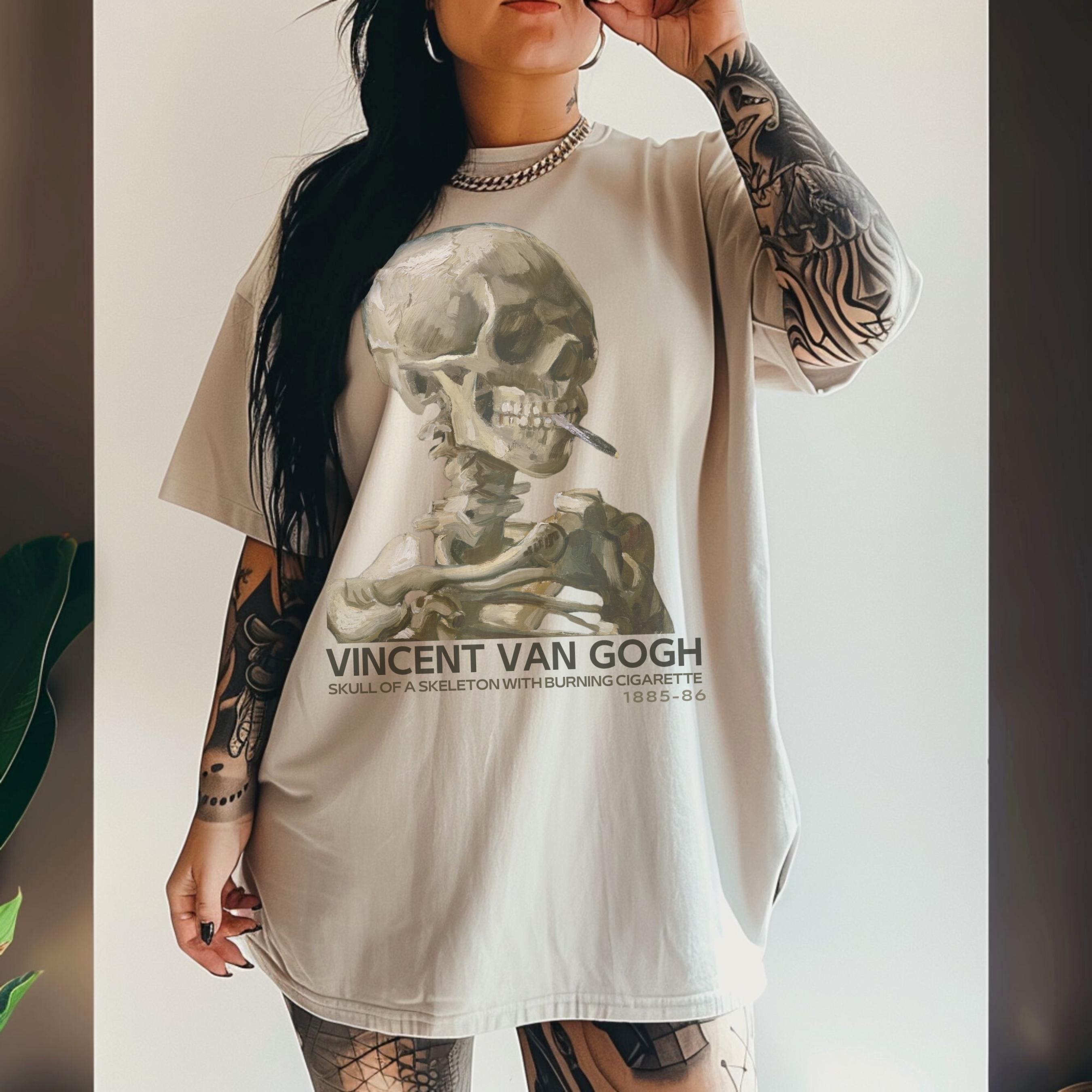 ヴァン・ゴッホのスカル・コンフォートカラーTシャツ：ダーク