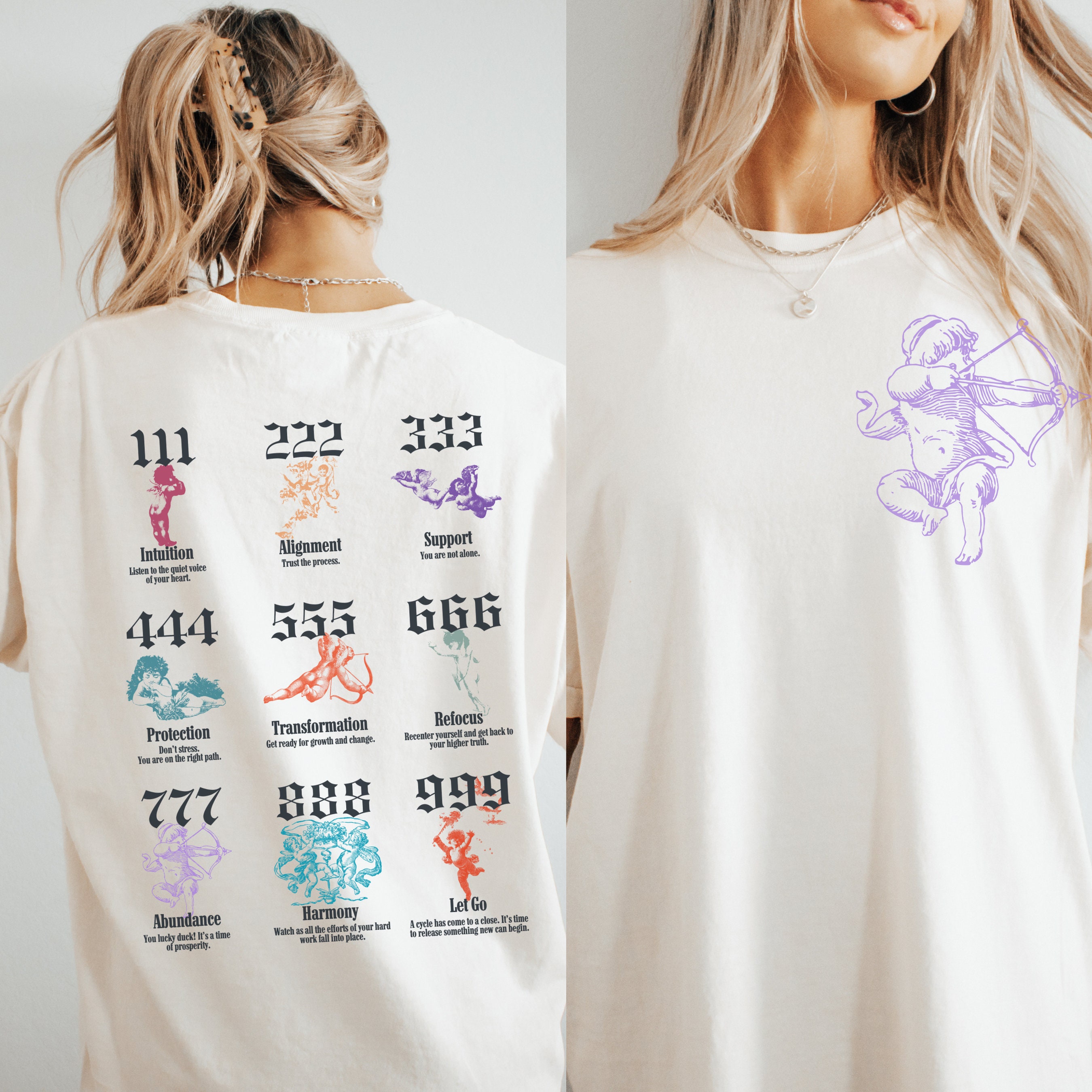 【threetimes】333 Angel tee (3colors) Threetimes 333 angel tee top white numbers