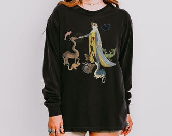 Medieval Bestiary Long Sleeve Shirt: Comfort Colors Renaissance Animals Illuminated Manuscript