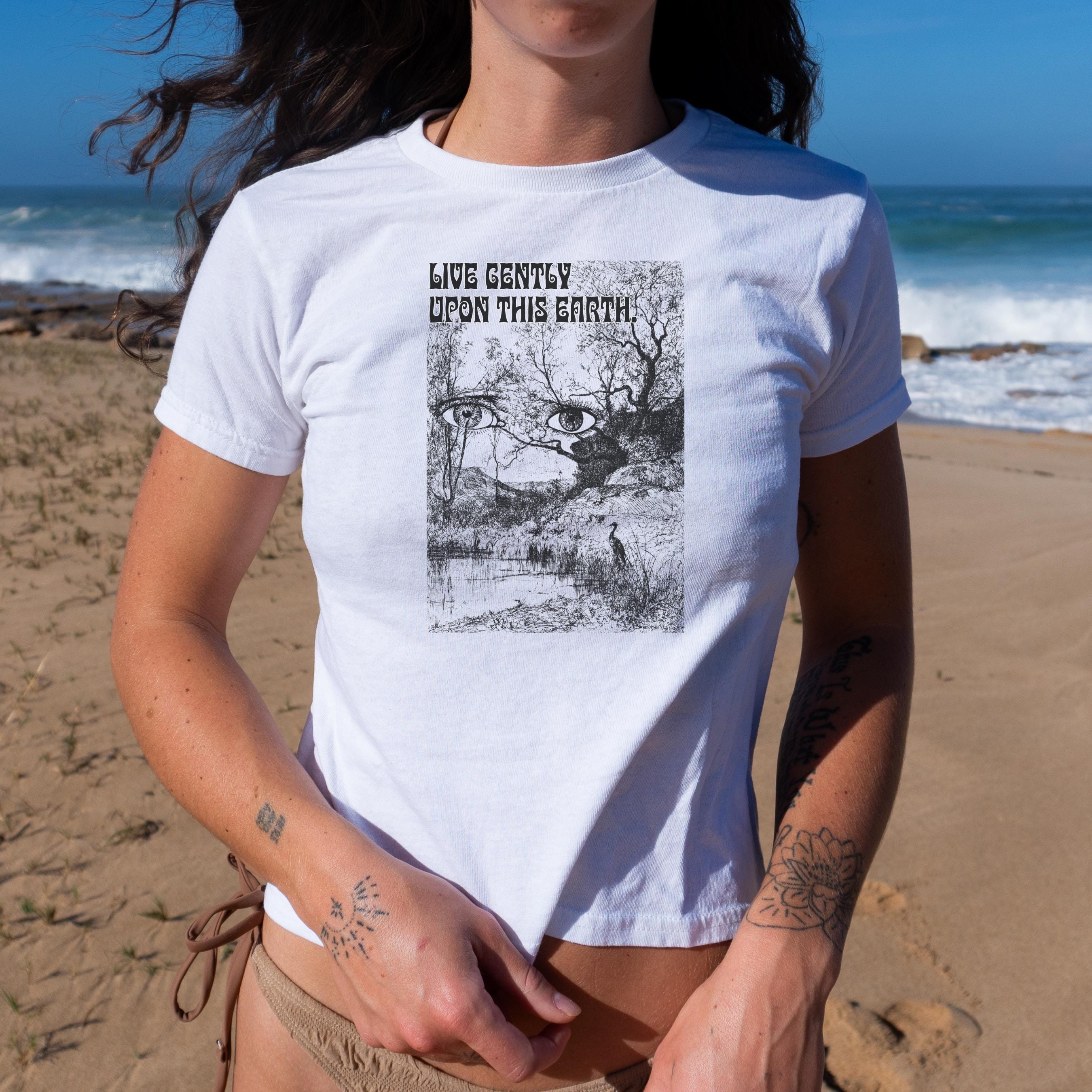 Live Gently Upon This Earth Shirt: 90s Cropped Tee Earth Day Mindful Environmental Nature Shirt