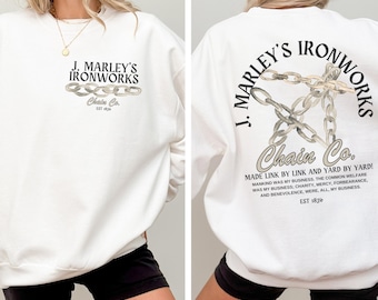 Sudadera de Jacob Marley: Suéter de cuello redondo Christmas Light Academia de J. Marley's Ironworks Chain Co.