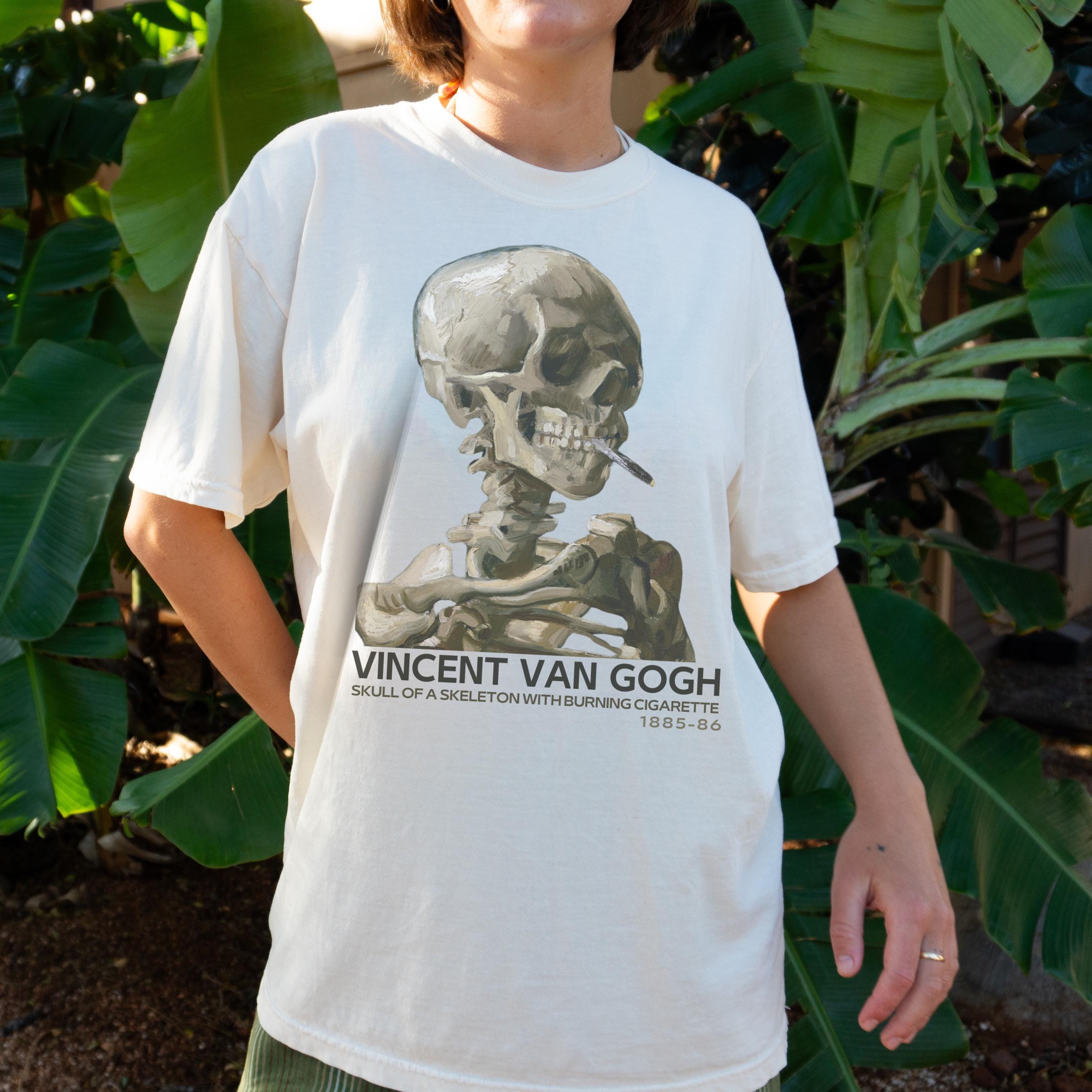 ヴァン・ゴッホのスカル・コンフォートカラーTシャツ：ダーク 