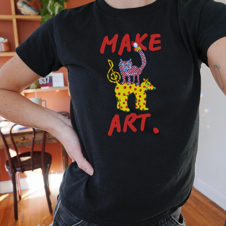 Make Art Shirt: 90s Cropped Tee Keep Art Human Shirt Clowncore Art Teacher Shirt image 3