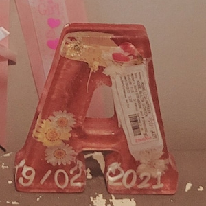 Carta de nombre de boda/ Carta de resina personalizada para recién nacidos/ Letras del alfabeto de resina