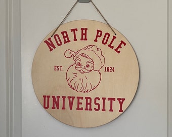 Christmas North Pole university Santa wooden sign Christmas decor