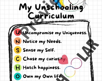 A3 Digital Poster/Notebook Cover - Unschool Curriculum