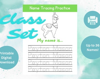 Hoja de trabajo personalizada de rastreo de nombre de conjunto de clase / Hoja de trabajo de rastreo de nombre y apellido personalizado / Rastreo de nombre imprimible con actividad para colorear