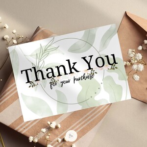Thank you card template, Thank you for your purchase card template, Thank you card for small business template, Olive green thank you card