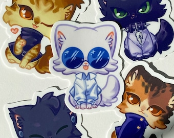 Jujutsu Kittens! Stickers || Set D / 5 Designs / JJK Anime Inspired || Satin Smooth Matte & Waterproof Vinyl
