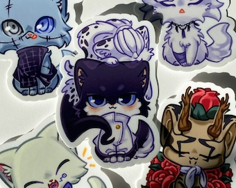 Jujutsu Kittens! Stickers || Set C / 5 Designs / JJK Anime Inspired || Satin Smooth Matte & Waterproof Vinyl