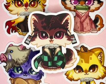 Demon Kittens! Stickers || Set A / 5 Designs / DS Anime Inspired || Satin Smooth Matte & Waterproof Vinyl