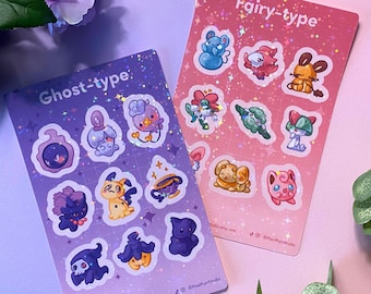 Ghosts & Fairies Sticker Sheets || 2 Designs || 4" x 6.25" Sparkle Holographic, Waterproof Vinyl Sheet