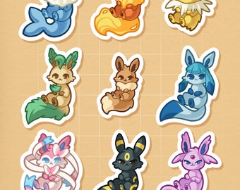Eeveelution Vinyl Stickers || 9 Designs || Satin Smooth Matte & Waterproof