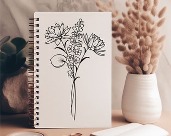 Water Lily and Larkspur Svg | July Birth Month Flower