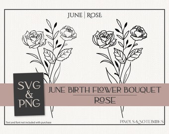 Rose Bouquet SVG: June Birth Flower Clipart (Digital Download)