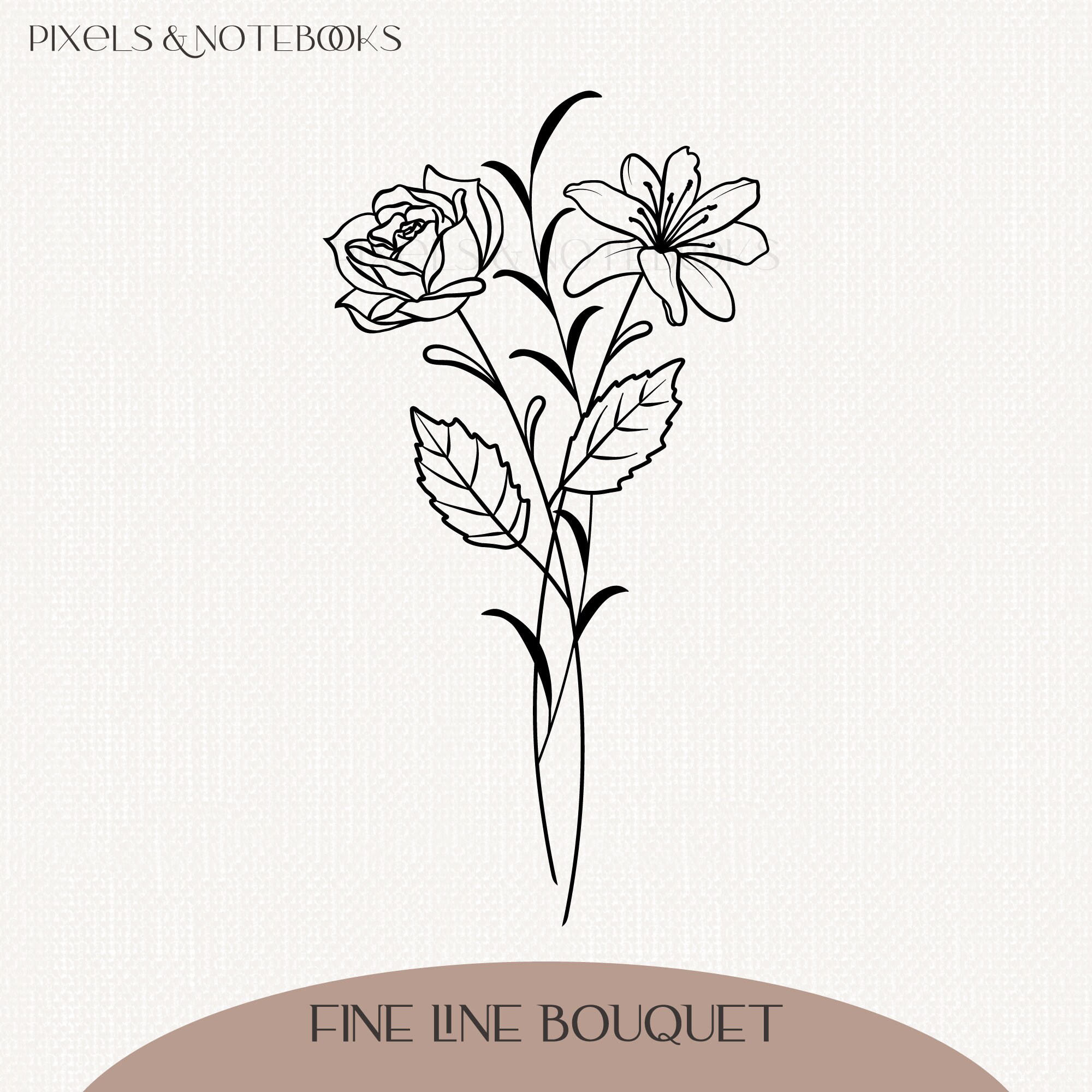 Rose & Honeysuckle June Birth Month Flower Bouquet SVG and PNG Birth ...