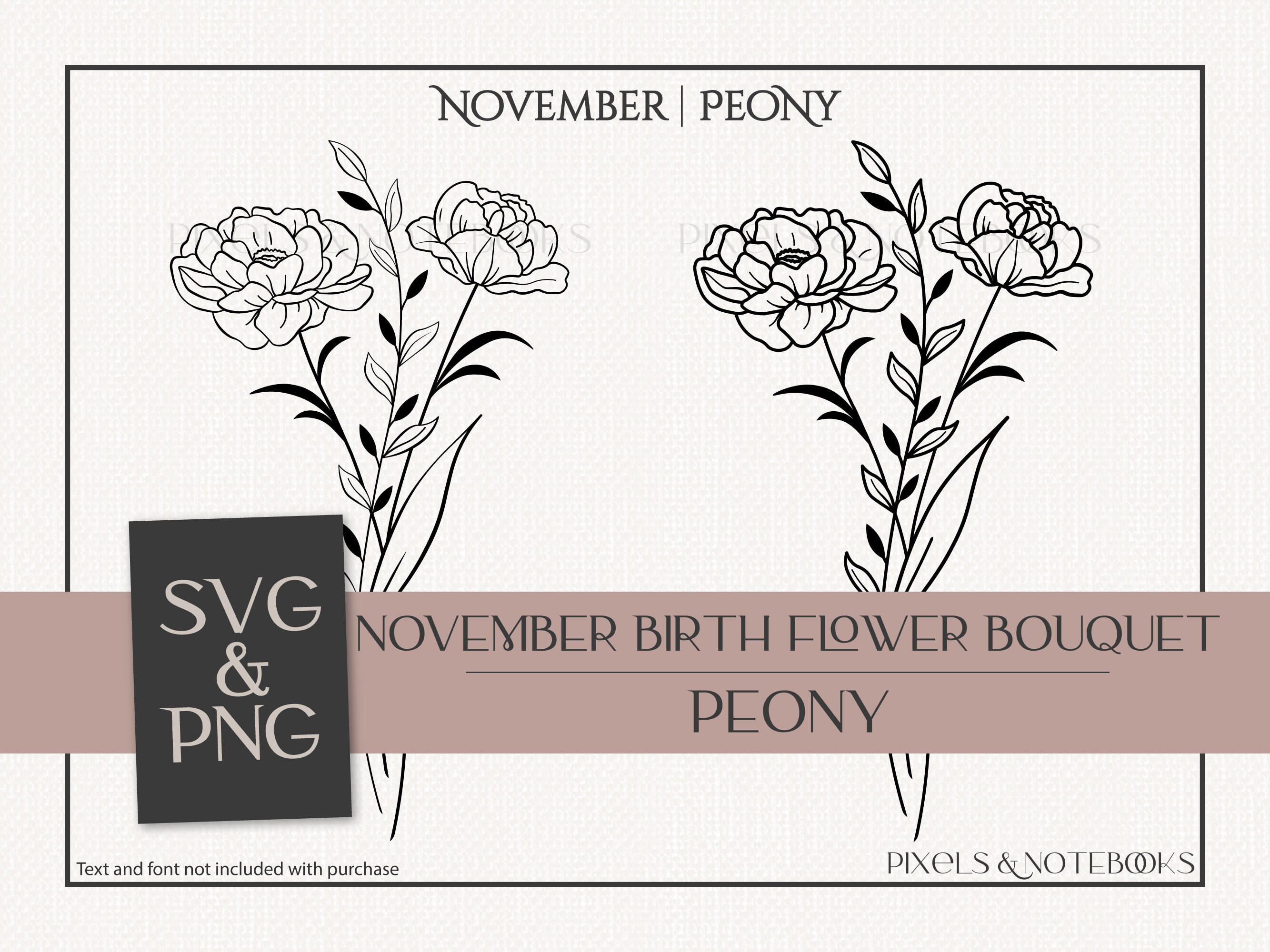 Peony Svg November Birth Flower Birth Month Flower Bouquet SVG PNG